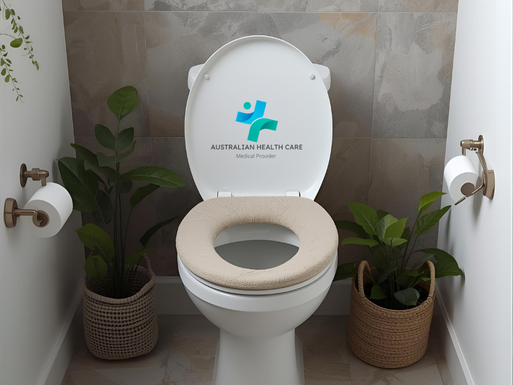 cushioned toilet seat, soft toilet seat cushion, toilet seat pillow, health care supplies, Australian Health Care, toilet seat pads 