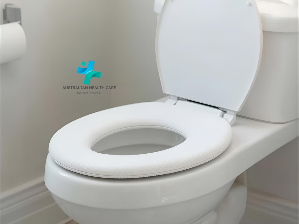 cushioned toilet seat, soft toilet seat cushion, toilet seat pillow, health care supplies, Australian Health Care, toilet seat pads 