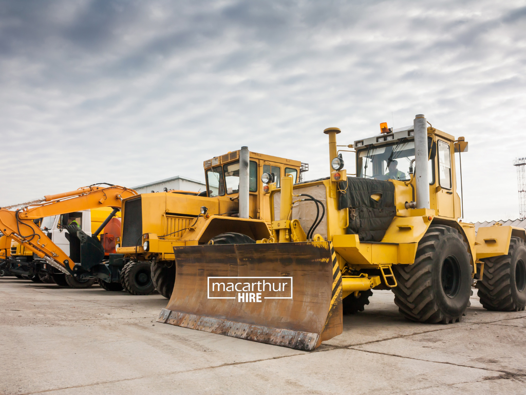 Landscaping equipment being used on a commercial project site