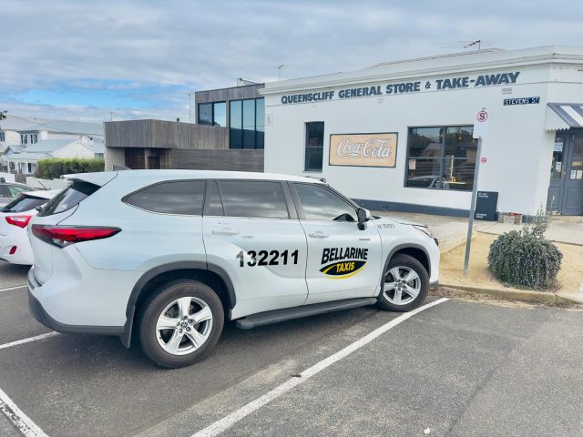 White Bellarine Taxis car providing local transport and airport transfers in Geelong