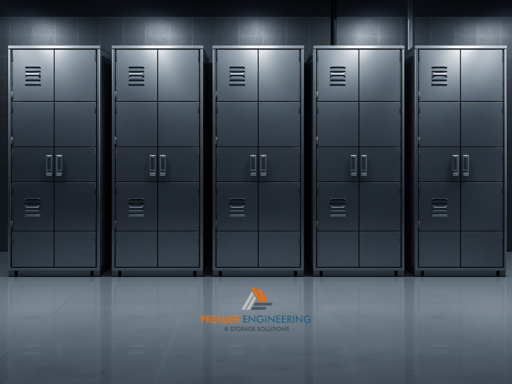 Metal storage cabinets for workshop and workplace organisation