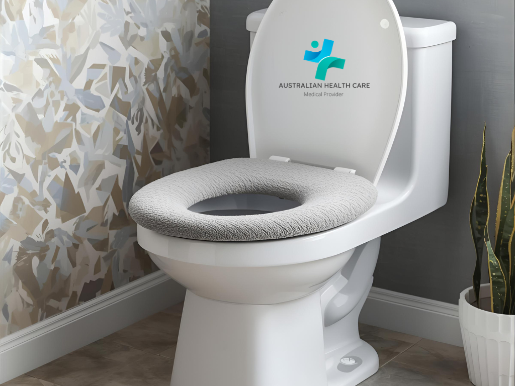 Soft toilet seat cushion fitted to a standard toilet