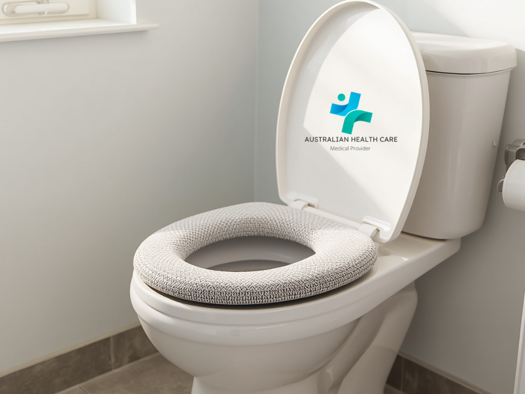 Raised toilet seat fitted securely to a bathroom toilet