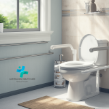 Soft toilet seat cushion beside a raised toilet seat