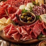 Italian salami sliced for a home salumi platter