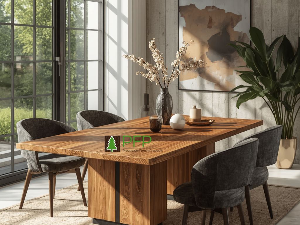 Warm sustainable veneer finish with natural timber grain