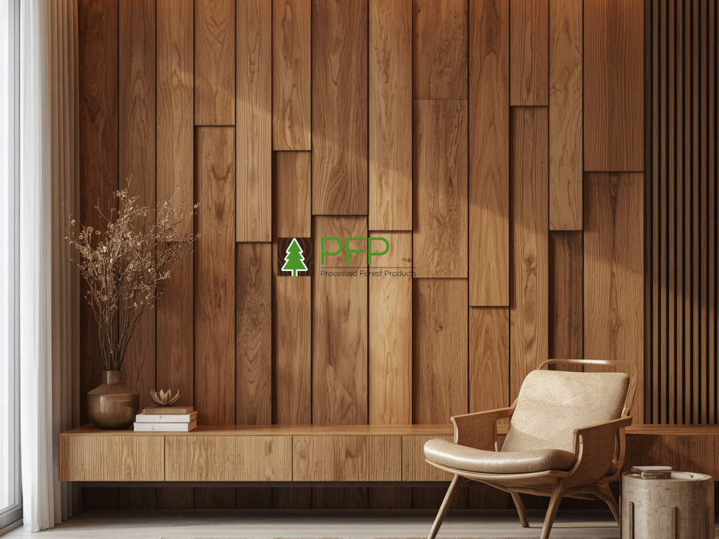 Sustainable veneer showing natural timber grain pattern