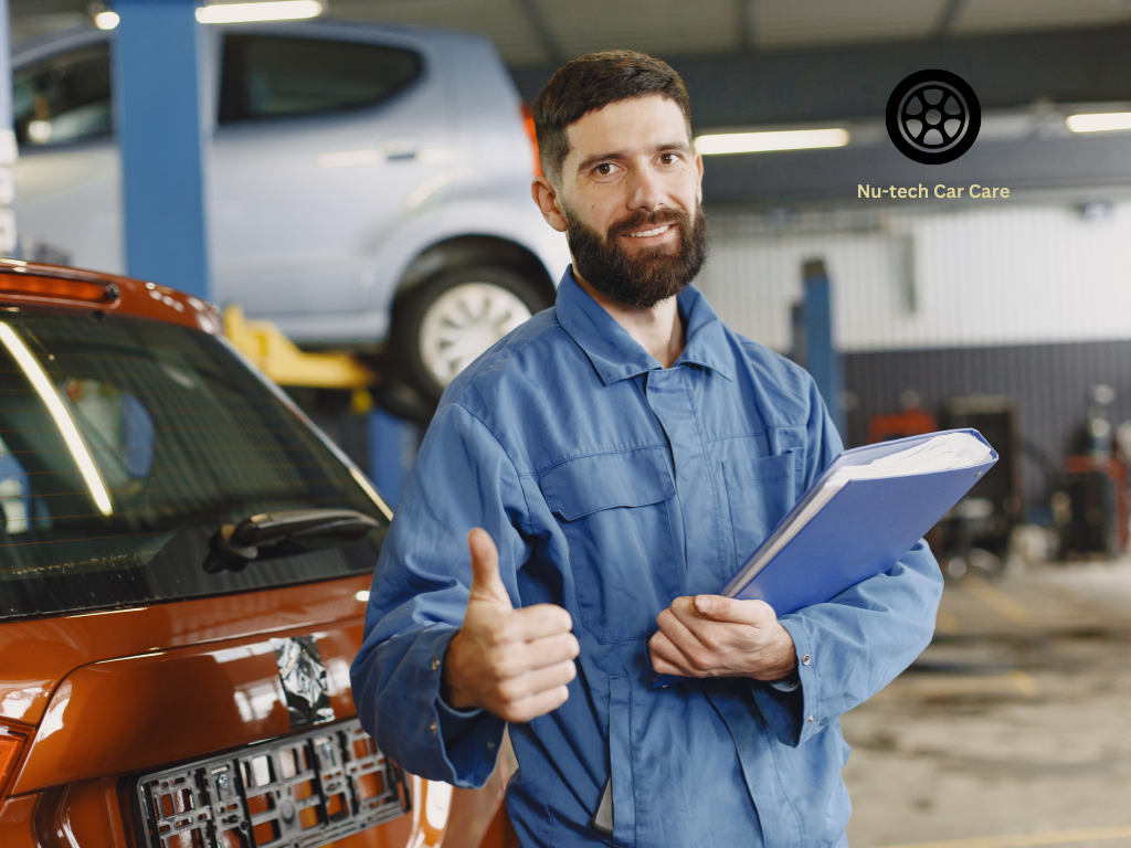 Car log book service stamp with workshop invoice