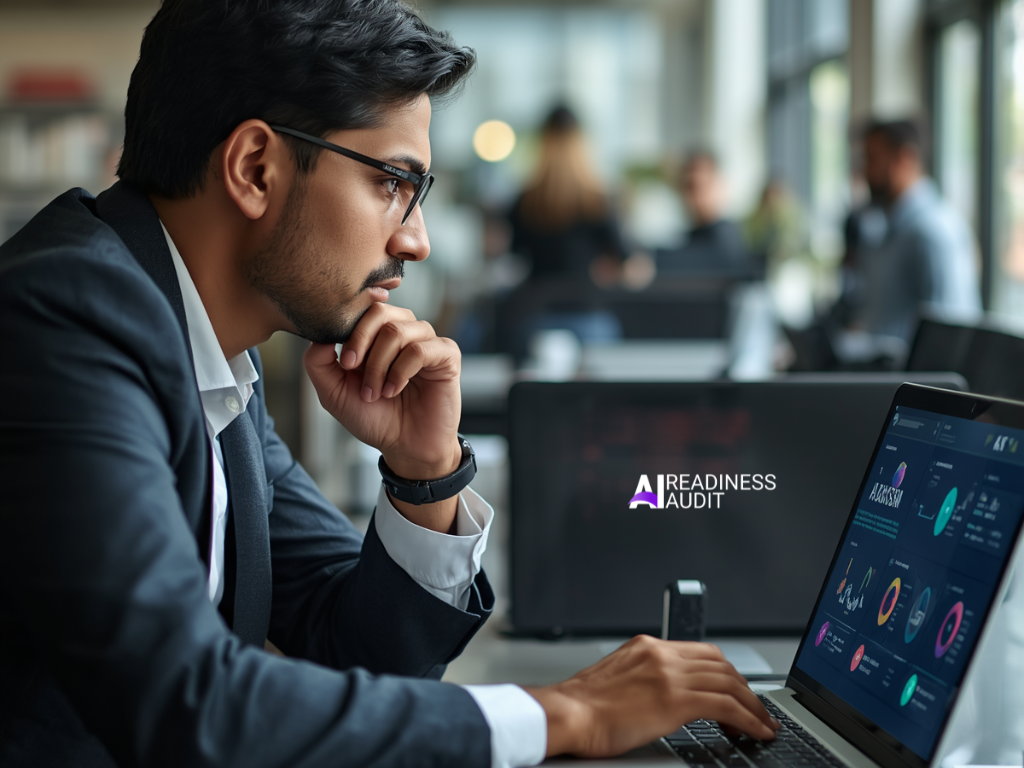 Business team reviewing current artificial intelligence use