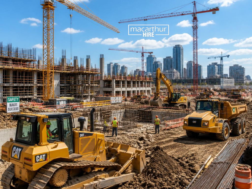 Construction machinery entering a restricted worksite
