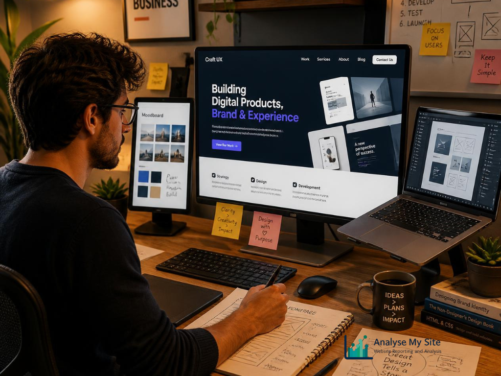 Web designer planning a mobile-first website layout