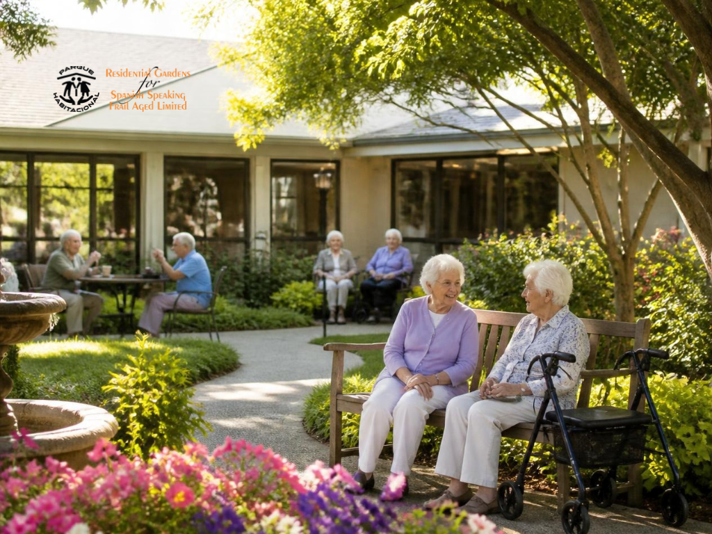 Comfortable residential aged care bedroom with accessible furnishings and natural lighting.