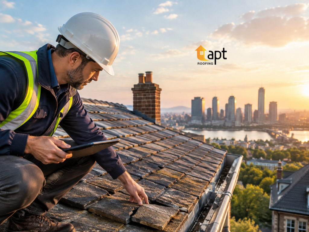 Roofing contractors installing new metal roof sheets on an Australian residential property.