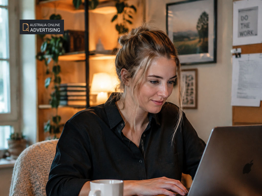 Business owner entering company information and a service description into an online form. free local advertising online, free advertising sites in australia, free advertising, free business directory australia, free online directory, Local business directory, online directory 
